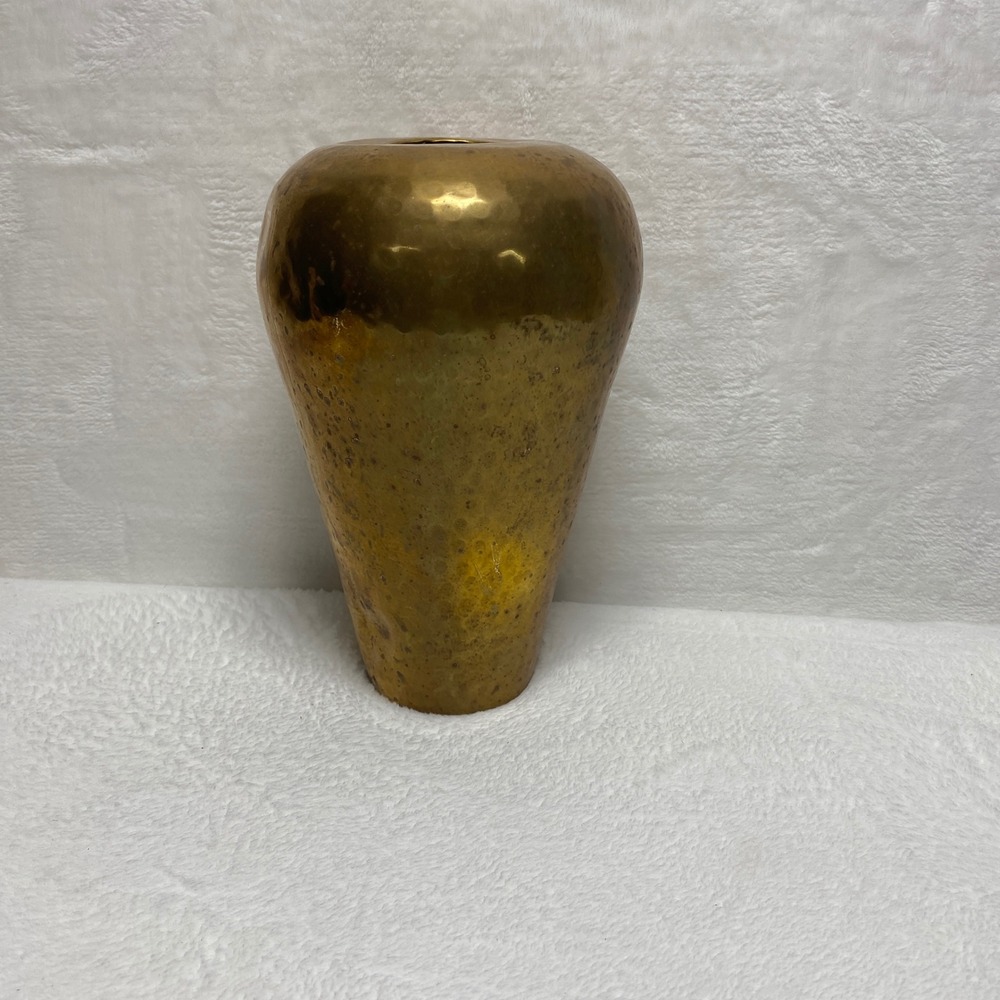 VTG Hammered Brass Vase‎ Unique Angled Cylinder Vase Home Decor *Read